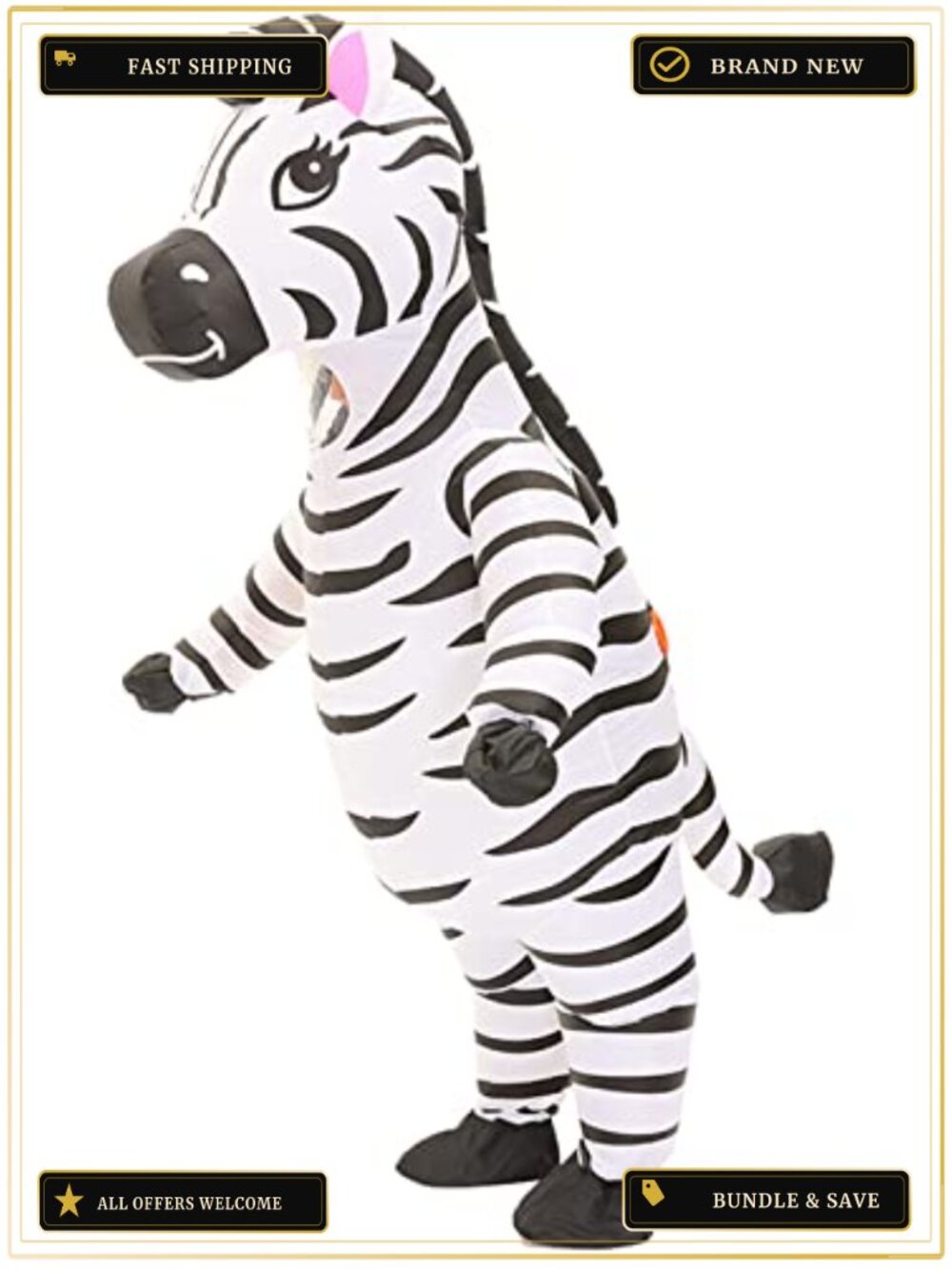 Inflatable Zebra Costume Adult One Size Polyester Halloween Cosplay